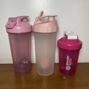 Lot Of 3 Magenta Pink Blender Bottles Shaker Mixer Cups Water Bottle 28 Oz